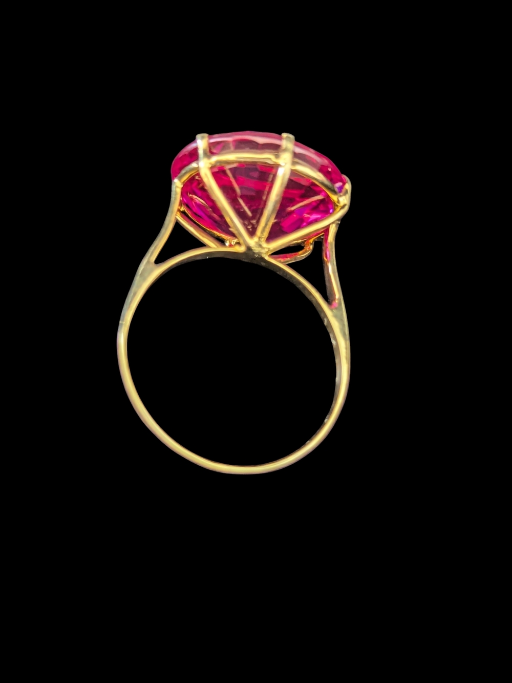 Pink Round Cut Ruby Cocktail 14k Gold Ring S.6.5 - Picture 9 of 14